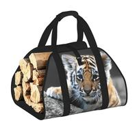 EdWal Sac de transport pour bûches avec côtés ouverts - Motif tigre - Pour cheminée, fourre-tout, accessoire de cheminée