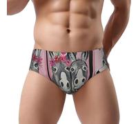 Edwal Slip taille basse pour homme imprimé âne et fleur, slip doux avec poche de soutien pour un usage quotidien, Noir , XL