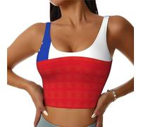 EdWal Soutien-gorge de sport imprimé drapeau du Chili pour femme, soutien-gorge de sport sans couture, rembourré sans armatures, soutien-gorge d'entraînement, yoga, gym, fitness, Noir , L