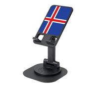 EdWal Support de téléphone pliable et réglable avec motif drapeau de l'Islande - Support de téléphone portable rotatif à 360° pour bureau, essentiel de voyage
