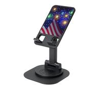 EdWal Support de téléphone pliable réglable et pliable avec motif de feu d'artifice, drapeau américain du 4 juillet, support de téléphone portable rotatif à 360° pour bureau, essentiels de voyage