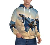 EdWal Sweat à capuche imprimé avions de chasse pour hommes,Sweat à capuche confortable pour hommes,Sweats à capuche décontractés avec cordon de serrage, Noir , M