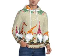EdWal Sweat à capuche pour hommes imprimé nains de Noël, chandail confortable pour hommes, sweatshirts à capuche décontractés avec cordon de serrage, Noir , S
