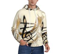 EdWal Sweat à capuche pour hommes imprimé note de musique, sweat-shirt confortable pour hommes, sweatshirts à capuche décontractés avec cordon de serrage, Noir , S