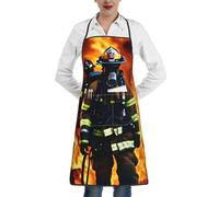 EdWal Tabliers de cuisine avec poche, motif pompier pompier, tablier de cuisine avec poche, tablier de chef unisexe pour homme et femme