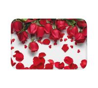 EdWal Tapis d'entrée antidérapant en velours avec pétales de rose rouge pour porche ou décoration d'intérieur, 60 x 40 cm
