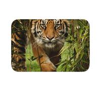 EdWal Tapis d'entrée en velours avec imprimé tigre dans la jungle - Antidérapant - Pour porche ou décoration d'intérieur - 60 x 40 cm