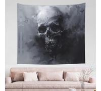 EdWal Tapisserie murale inspirante à motif tête de mort fantôme d'horreur, décoration murale cool pour dortoir, salon, décoration de Rome (130 x 152 cm)