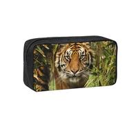EdWal Trousse à crayons avec imprimé tigre dans la jungle - Grande capacité - Avec fermeture éclair - Durable - Pour papeterie
