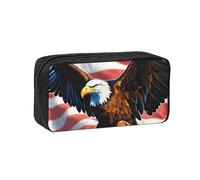 EdWal Trousse à crayons avec motif aigle avec drapeau des États-Unis - Grande capacité - Avec fermeture éclair - Durable - Pour papeterie