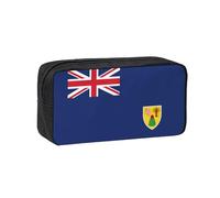 EdWal Trousse à crayons avec motif drapeau des îles Turques et Caïques - Grande capacité - Avec fermeture éclair - Durable - Pour papeterie