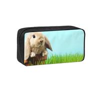 EdWal Trousse à crayons de grande capacité avec fermeture éclair durable Motif lapin sur herbe verte