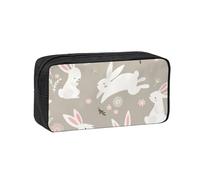 EdWal Trousse à crayons de grande capacité avec fermeture éclair et imprimé floral - Motif lapin de Pâques