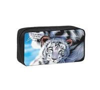 EdWal Trousse à crayons de grande capacité avec fermeture éclair - Motif tigre blanc - Durable