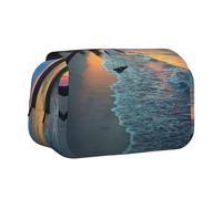 EdWal Trousse à crayons en toile de coco avec imprimé hamac de plage et coucher de soleil - Grande capacité - Multifonctionnel