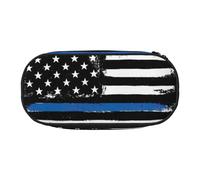 EdWal Trousse à crayons rétro bleue fine avec imprimé drapeau américain grande capacité Grande trousse à crayons Papeterie Trousse à stylos Bureau Collège école, Noir , Taille unique, Organiseur de