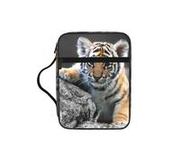 EdWal Trousse à maquillage avec poignée robuste - Motif tigre - Petit sac à outils pour livres
