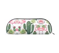 EdWal Trousse de maquillage avec imprimé flamant rose et plantes succulentes, trousse à crayons, trousse élégante pour femme, trousse de maquillage de voyage, Argenté., Taille unique, Trousse de