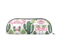EdWal Trousse de maquillage avec imprimé flamant rose et plantes succulentes, trousse à crayons, trousse élégante pour femme, trousse de maquillage de voyage, doré, Taille unique, Trousse de toilette