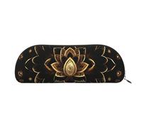 EdWal Trousse de maquillage avec imprimé fleurs de lotus dorées - Trousse à crayons élégante pour femme - Trousse de maquillage de voyage, doré, Taille unique, Trousse de toilette