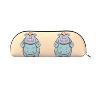 EdWal Trousse de maquillage avec imprimé hippopotame de dessin animé, trousse à crayons, trousse élégante pour femme, trousse de maquillage de voyage, doré, Taille unique, Trousse de toilette