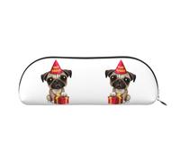 EdWal Trousse de maquillage mignonne avec imprimé chiot avec inscription « Happy Birthday » - Trousse à crayons élégante pour femme - Trousse de maquillage de voyage, Argenté, One Size, Trousse de