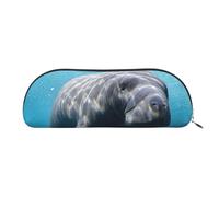 EdWal Trousse de maquillage mignonne avec imprimé lamantin d'animaux marins, trousse à crayons, trousse élégante pour femme, trousse de maquillage de voyage, Argenté., One Size, Trousse de toilette