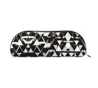 EdWal Trousse de maquillage tendance moderne noire blanche dorée avec motif triangulaire, trousse à crayons, trousse à crayons élégante pour femme, trousse de maquillage de voyage, doré, Taille