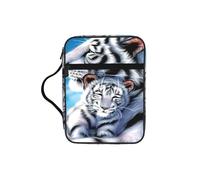 EdWal Trousse de toilette avec poignée robuste et imprimé tigre blanc pour ranger des livres, des outils