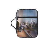 EdWal Trousse de toilette avec poignée robuste et motif chat et tigre réfléchissant - Petit sac à outils pour livres