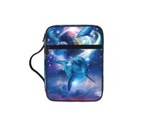 EdWal Trousse de toilette avec poignée robuste et motif dauphins de galaxie imprimée bible, petite pochette à outils pour livres