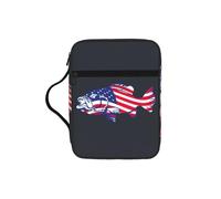 EdWal Trousse de toilette avec poignée robuste et motif drapeau américain, motif pêche patriotique, petite trousse à outils pour livres
