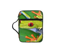 EdWal Trousse de toilette avec poignée robuste et motif grenouille et feuilles vertes pour ranger vos livres, etc