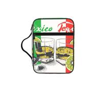 EdWal Trousse de toilette avec poignée robuste - Motif drapeau du Mexique et tequila - Petit sac à outils pour livres