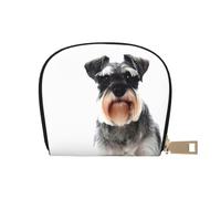 EdWal Well-Behaved Porte-cartes de crédit unisexe avec imprimé schnauzer pour homme et femme Porte-cartes en cuir fin, blanc, Taille unique
