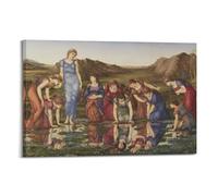 Edward Coley Burne-Jones - Le miroir de Vénus - Impression sur toile pour décoration murale d'intérieur, chambre à coucher, 60 x 90 cm