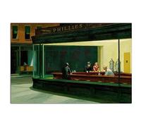 Edward Hopper Art Peinture Nighthawk Peinture À L'huile Affiche Mur Art Photo Impression Toile Peinture Moderne Bar Bureau Décoration Affiche (40x60cm-Sans cadre)
