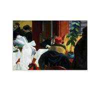 Edward Hopper Impression sur toile d'œuvres de peintres célèbres (restaurant de New York) - Décoration murale moderne - 50 x 75 cm