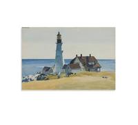 Edward Hopper Lighthouse And Buildings, Portland Head, Cape Elizabeth, Maine Impression sur toile - Décoration murale - 30 x 45 cm