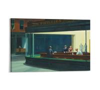 Edward Hopper Nighthawks 1942 Impression sur toile - Décoration murale moderne pour chambre à coucher - 50 x 75 cm