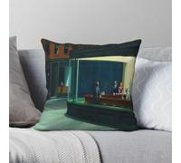 Edward Hopper Nighthawks Taie d'oreiller carrée en polyester et lin Motif velours Fermeture éclair Housse de coussin décorative
