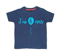 Edward Sinclair 5-6 Years Navy T-Shirt J'Ai Six Ans with Sky Blue Print