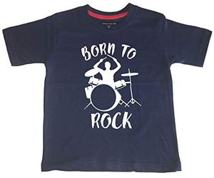 Edward Sinclair T-shirt « Born to Rock » pour garçons et filles, bleu marine, 7-8 ans