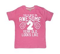 Edward Sinclair T-shirt pour 2 ans avec inscription « This What an Awesome 2 Year Old Looks Like Bubblegum » Rose 2 ans Taille 2 à 3 ans avec impression à paillettes blanches - Rose - 2-3 ans