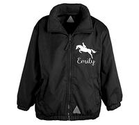 Edward Sinclair Veste d'équitation pour fille Motif cheval avec nom - Noir - 9-10 ans