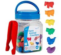 Edx Education Compteurs d'animaux de la ferme - Mini bocal - Apprendre à compter, couleurs, tri et séquencement - Manipulation des mathématiques