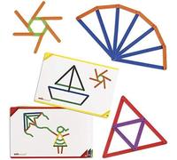 edx education Junior GeoStix - 200 Multicolored Construction Sticks - Includes 30 Double-Sided Activity Cards - Early STEM and