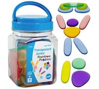 edx Education Junior Rainbow Pebbles Mini pot Transparent Pierres de tri et d'empilage Mathématiques Manipulative À partir de 18 mois