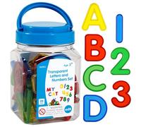 edx Education Lot de lettres et chiffres transparents - Mini bocal - Lettres et chiffres en plastique - Accessoire de boîte à lumière - Jeu sensoriel