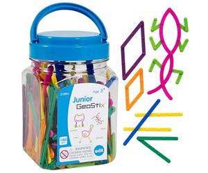 edxeducation -21359 Junior GeoStix - Mini pot - Bâtons de construction géométriques - Construire des formes et des images 2D - Manipulation des mathématiques - À partir de 3 ans
